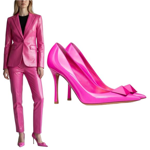 Valentino Garavani Shoes - Valentino Garavani One Stud Patent Leather Pump Hot Pink Size 41